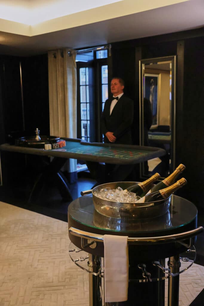 Casino table with professional croupier